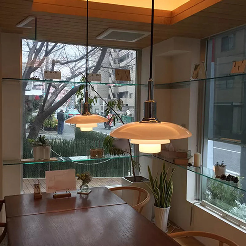 Forme en couches Éclairage suspendu en verre de style moderne 1 pendentif léger pour le salon