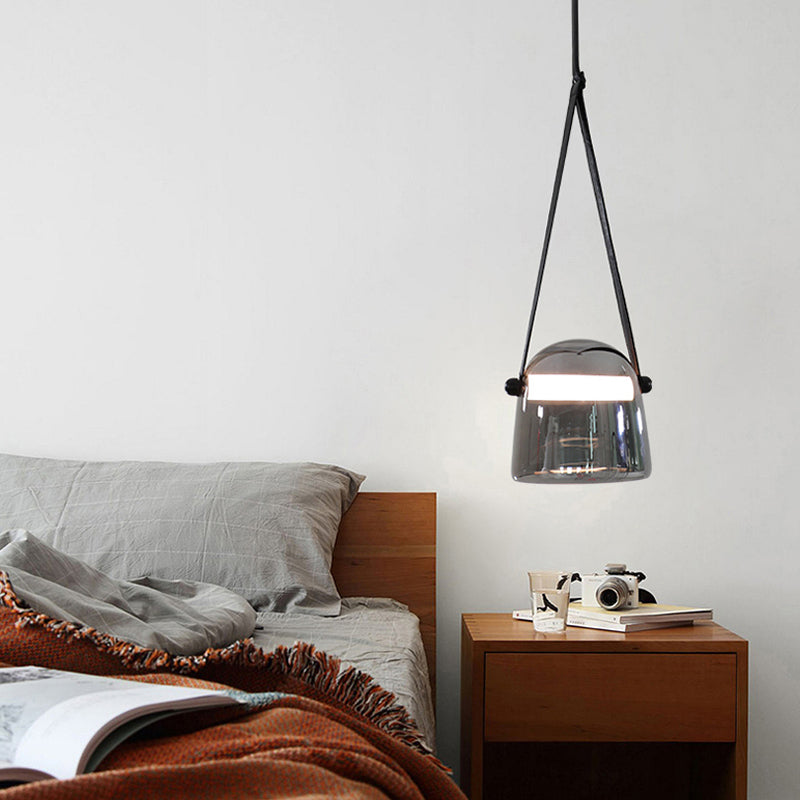 Forme de baril Éclairage suspendu en verre de style moderne 1 pendentif léger pour chambre à coucher