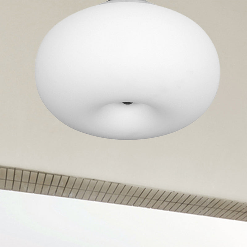11"/15"/18" Wide Oblong Ceiling Flush Mount Light Modernist 1 Head White Flush Mount Lamp with Glass Lampshade for Balcony