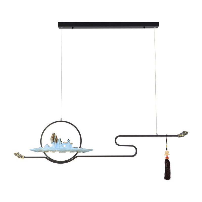 Accesorios de iluminación colgante lineal de 2 luces luces colgantes de sala de té modernas con sombra de metal