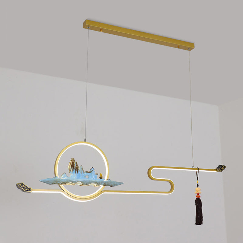 Accesorios de iluminación colgante lineal de 2 luces luces colgantes de sala de té modernas con sombra de metal