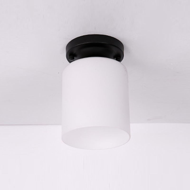 Glass Shaded Semi Flush Ceiling Light Minimalist Black Aisle Ceiling Mount Lighting
