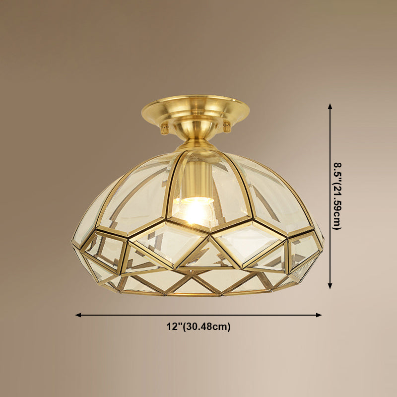 Plafonnier en laiton, luminaire traditionnel en verre, plafonnier encastré avec ombrage
