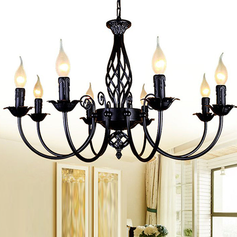 American Candle Shape Chandelier Metal Multi Light Hanging Light for Dinning Room