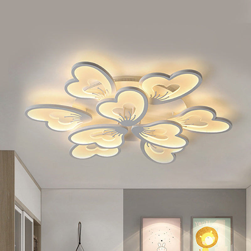 Creative Creative Petal Ceiling Flush Mount Acrylic White 9/12/15 Heads Integrated LED Living Room Flush Mount Light in Warm / White