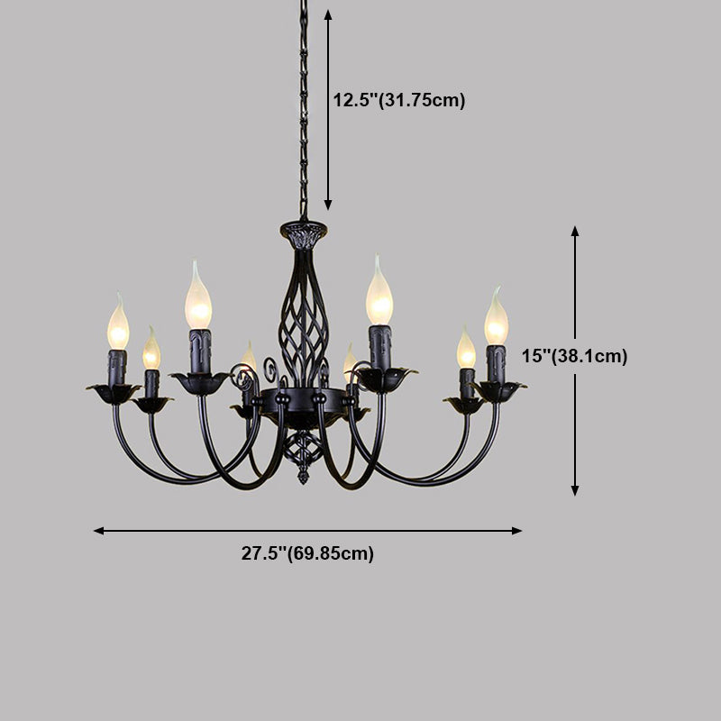American Candle Shape Chandelier Metal Multi Light Hanging Light for Dinning Room