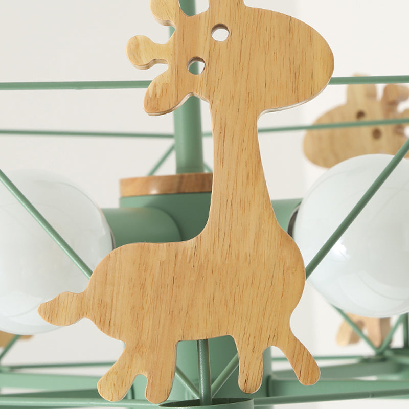 Minimalism Style 5 Lights Chandelier Giraffe Metal Pendant Light for Kids Bedroom