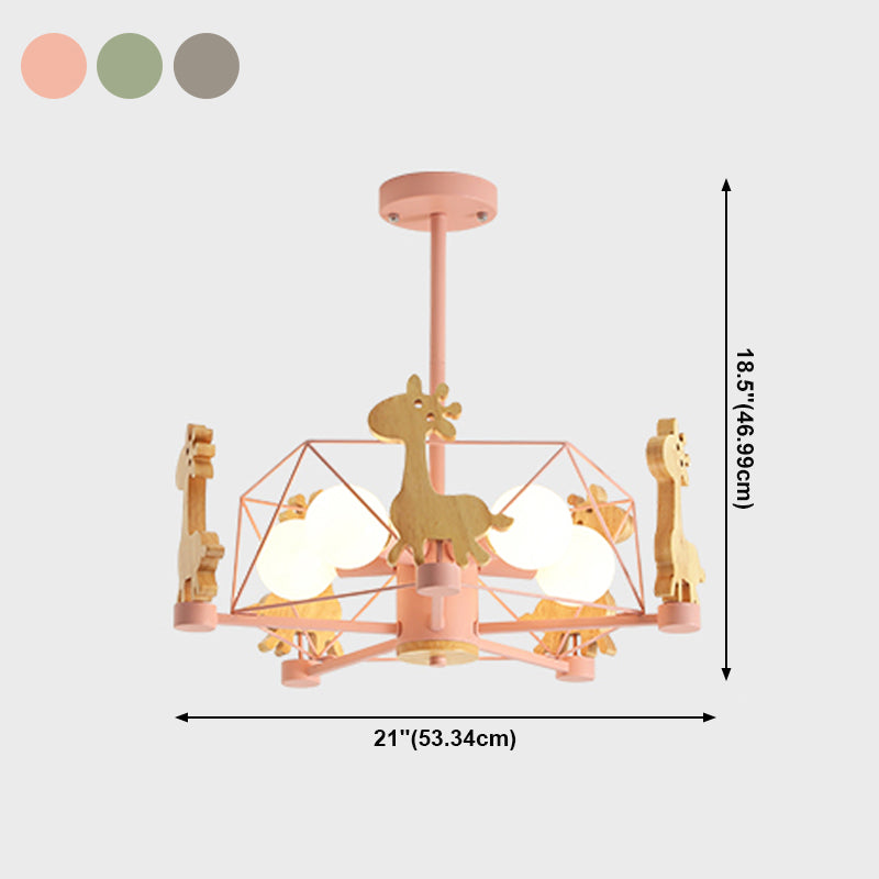 Minimalism Style 5 Lights Chandelier Giraffe Metal Pendant Light for Kids Bedroom