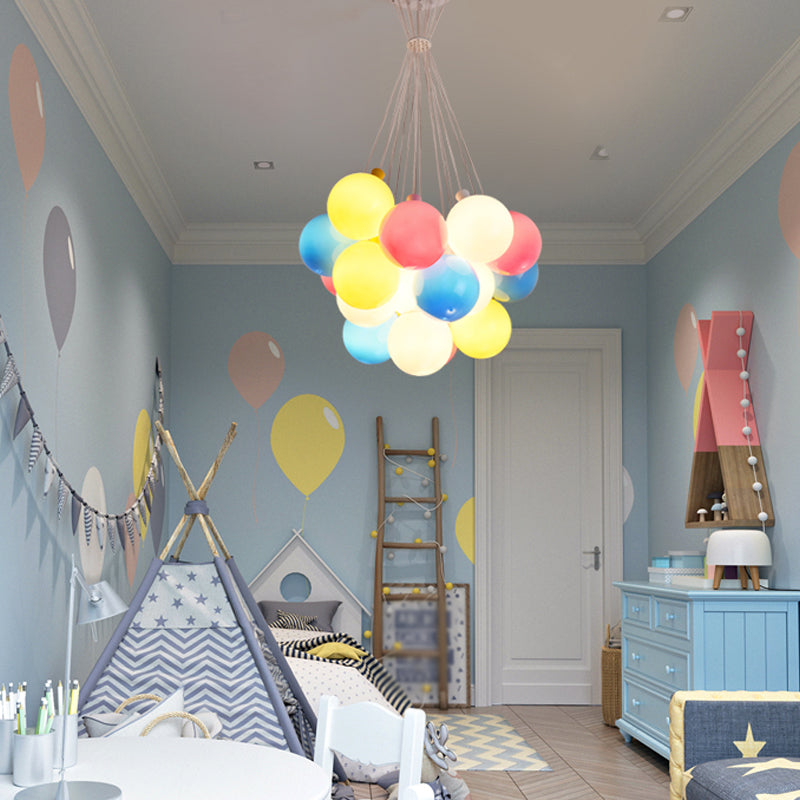 Balloon Colored Chandelier Light Simplicity Acrylic Pendant Light for Child Room