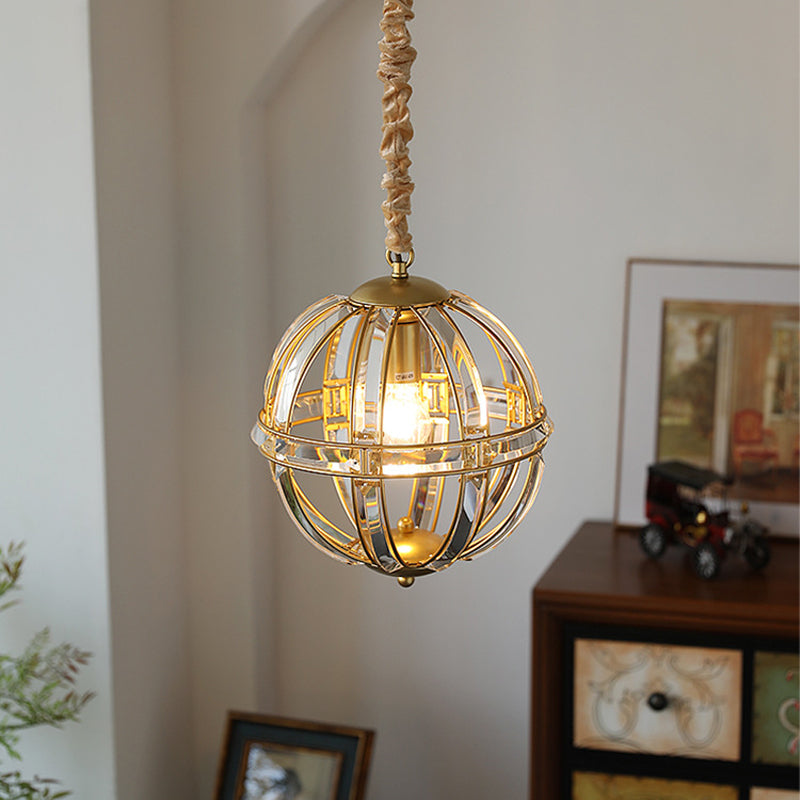 Modern Metal Crystal Ball Chandelier Light Multi Head Hanging Light for Restaurant