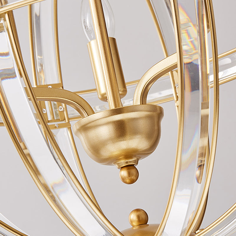 Modern Metal Crystal Ball Chandelier Light Multi Head Hanging Light for Restaurant