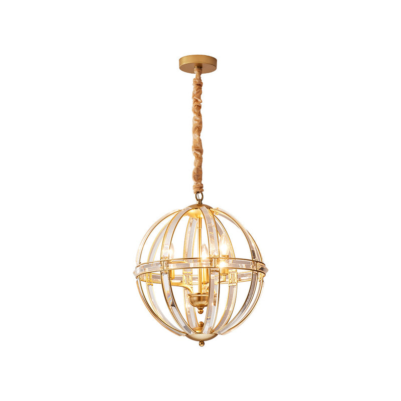 Modern Metal Crystal Ball Chandelier Light Multi Head Hanging Light for Restaurant