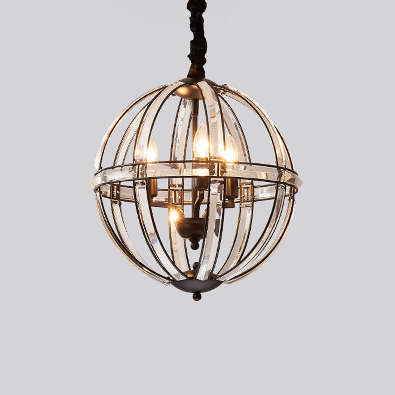 Modern Metal Crystal Ball Chandelier Light Multi Head Hanging Light for Restaurant