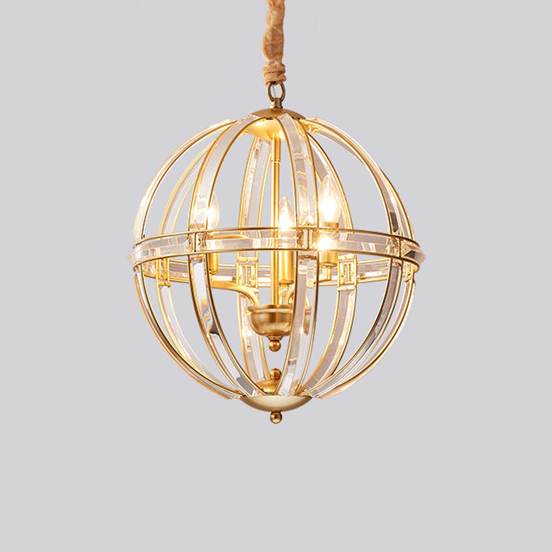 Modern Metal Crystal Ball Chandelier Light Multi Head Hanging Light for Restaurant