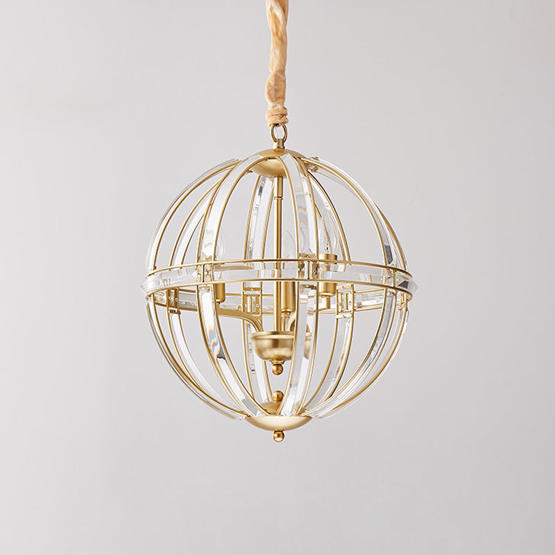 Modern Metal Crystal Ball Chandelier Light Multi Head Hanging Light for Restaurant