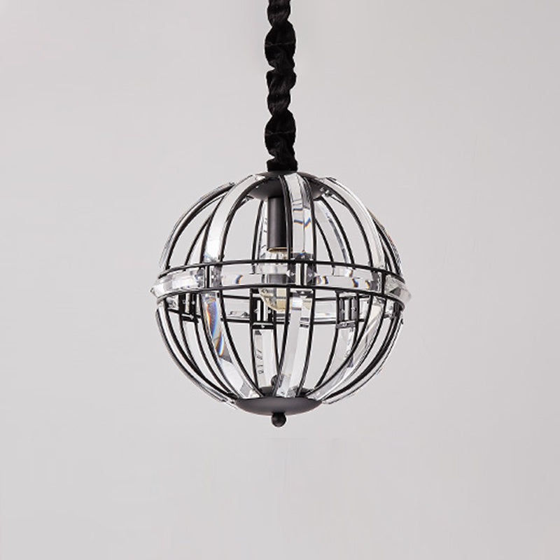 Modern Metal Crystal Ball Chandelier Light Multi Head Hanging Light for Restaurant
