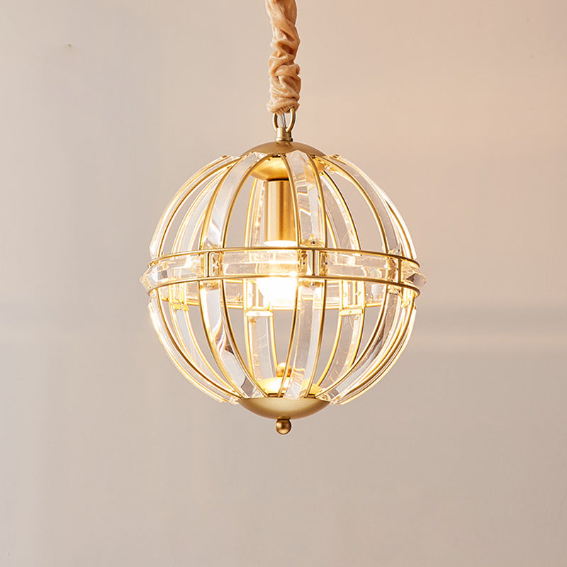 Modern Metal Crystal Ball Chandelier Light Multi Head Hanging Light for Restaurant