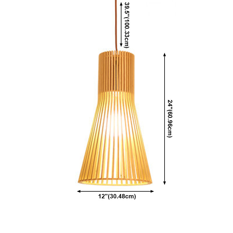 Wooden Hanging Lamp Contemporary Pendant Light Fixtures for Dining Room Coffee Shop