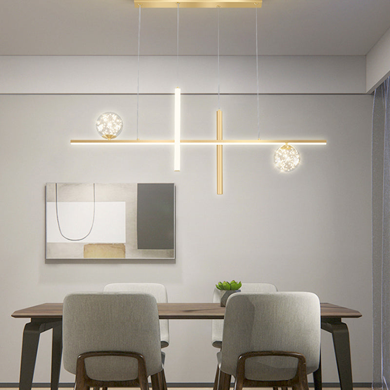 Moderne lineare Insel Kronleuchter Multi-Head Restaurant Anhänger Beleuchtungskarten