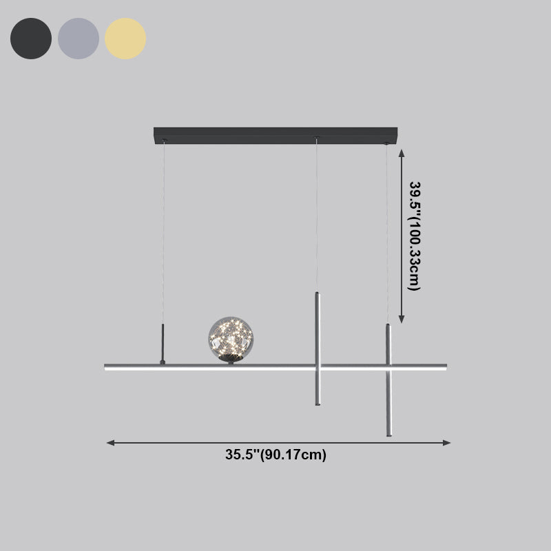 Moderne lineare Insel Kronleuchter Multi-Head Restaurant Anhänger Beleuchtungskarten