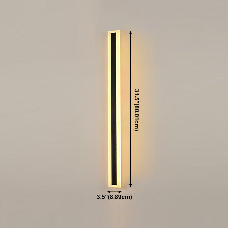 Application murale noire de style nordique Lumière murale à LED droite avec de l'aluminium pour l'extérieur