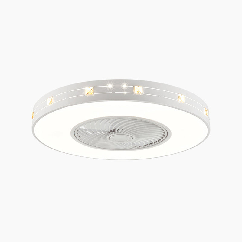 Lampada a ventola del soffitto in metallo nordico a filo arrotondato con lama di ventola di plastica