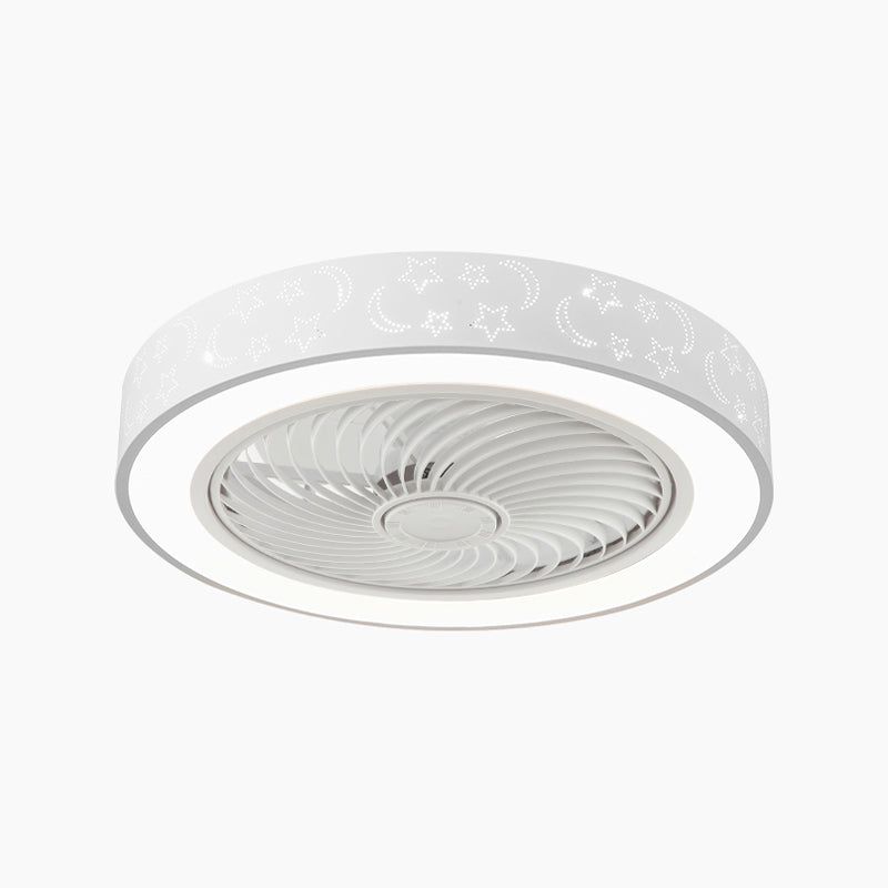 Lampada a ventola del soffitto in metallo nordico a filo arrotondato con lama di ventola di plastica