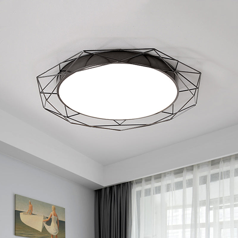 Tour métal-Flush Mount Ceiling Light with Wire Frame Nordic Gold / Black Ceiling Lighting for Bedroom, 21.5 "/25.5" Wide
