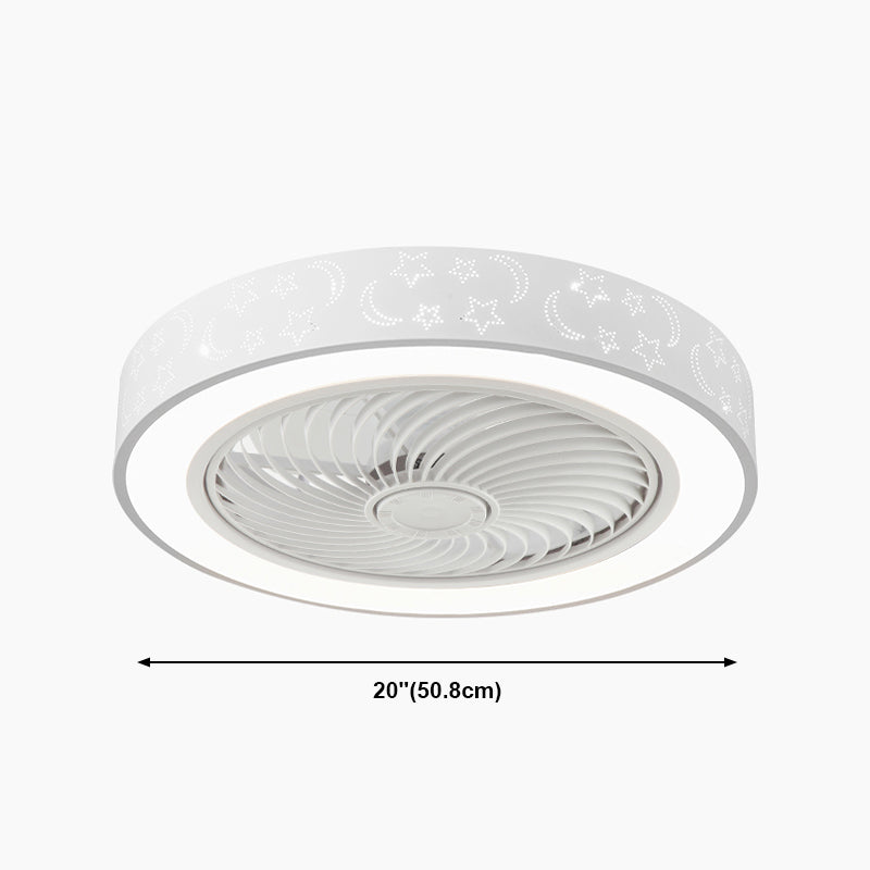 Lampada a ventola del soffitto in metallo nordico a filo arrotondato con lama di ventola di plastica
