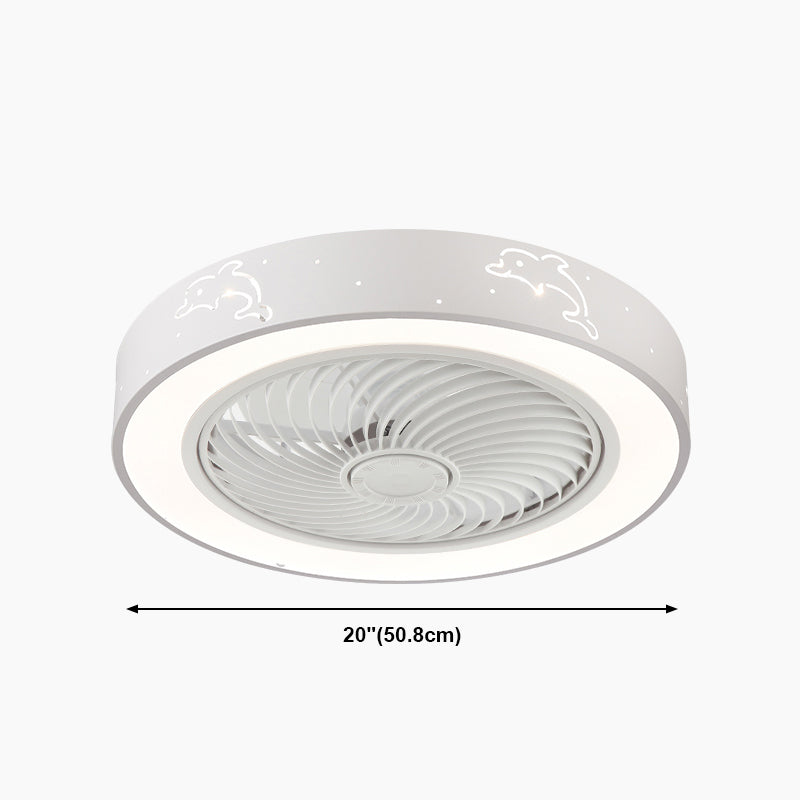 Lampada a ventola del soffitto in metallo nordico a filo arrotondato con lama di ventola di plastica