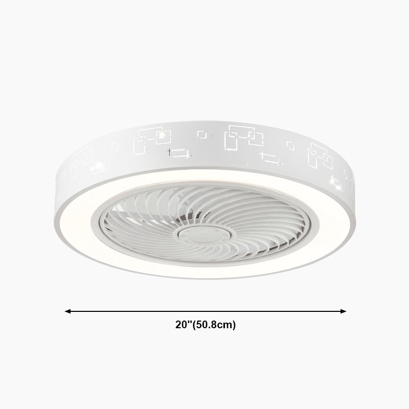 Lampada a ventola del soffitto in metallo nordico a filo arrotondato con lama di ventola di plastica