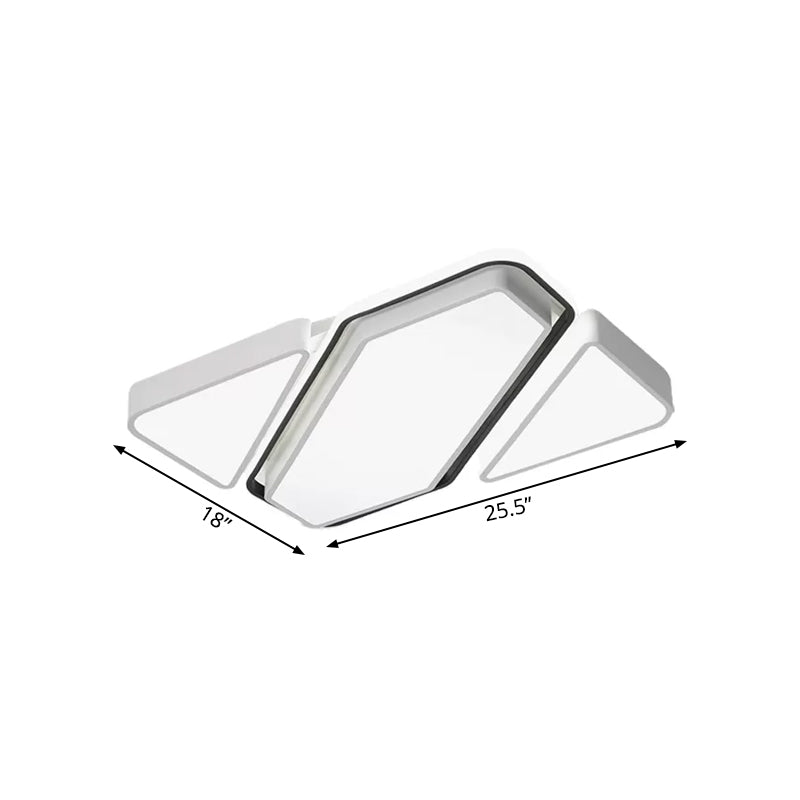 Gespleißte rechteckige LED-Deckenleuchte, modernes Metall, weiße Wohnzimmer-Deckeneinbauleuchte mit Acryl-Diffusor, 25,5"/37,5" B