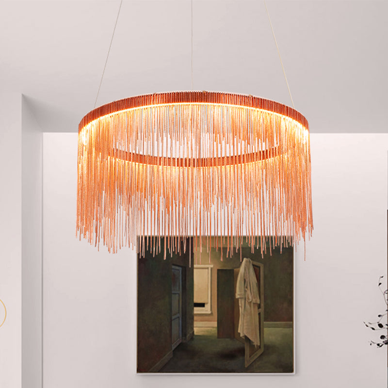 Lampada a soffitto a più livelli con metallo contemporaneo di nappa 1/2/3 teste lampadario in oro rosa per soggiorno