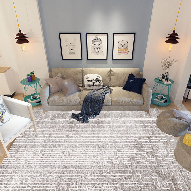 Blue Gray Modern Rug Polyester Print Indoor Rug Washable Rug for Living Room