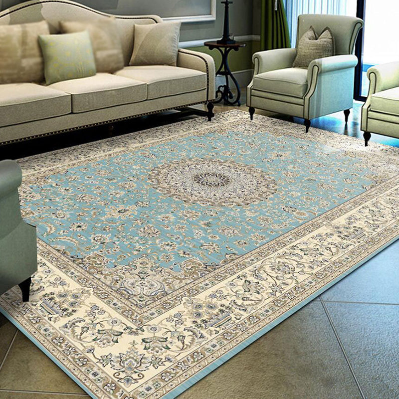 Red Bohemian Rug Polyester Graphic Rug Washable Rug for Living Room