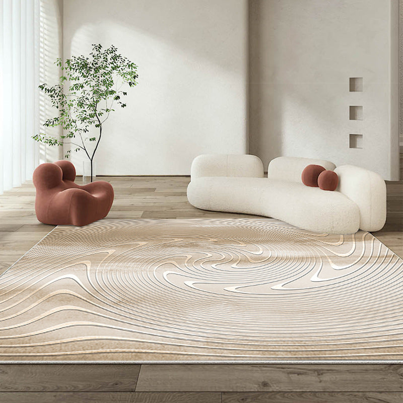 Light Grey Modern Rug Polyester Line Rug Stain Resistant Rug for Living Room