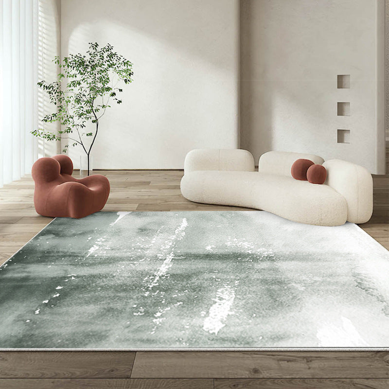 Light Grey Modern Rug Polyester Line Rug Stain Resistant Rug for Living Room