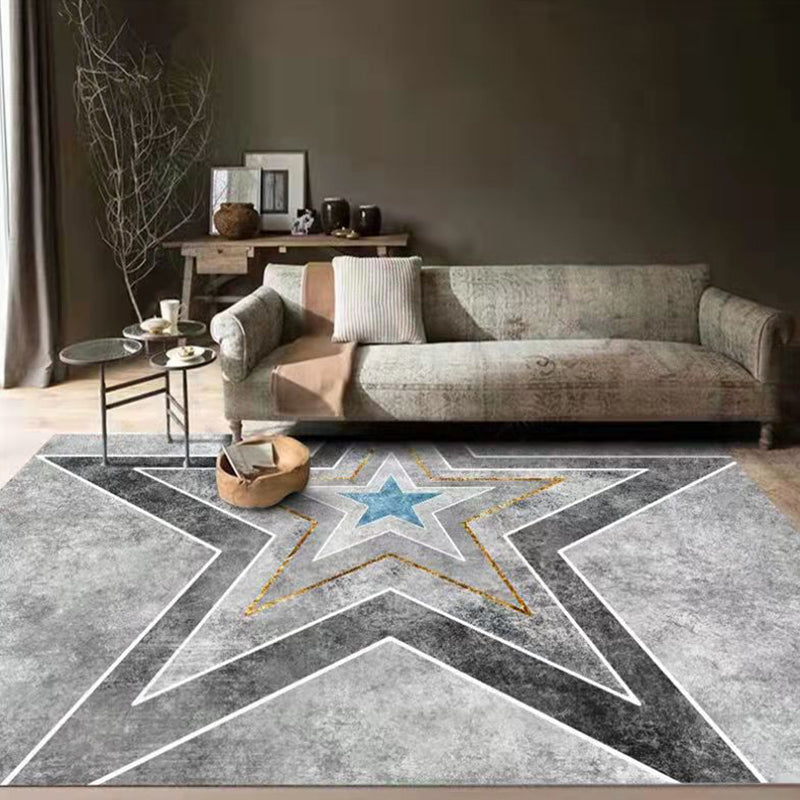 Tapis moderne gris polyester le tapis lavable à franges irréguliers pour décoration intérieure