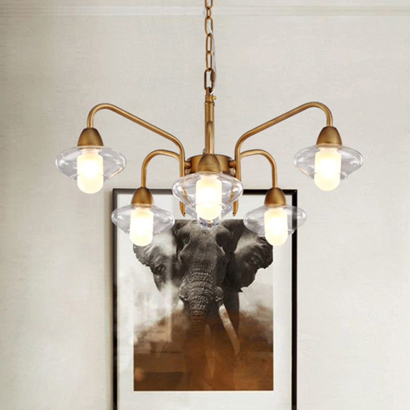 Brass Elliptical Chandelier Lamp Post Modern Multi Lights Led Clear Glass Pendant Light Fixture