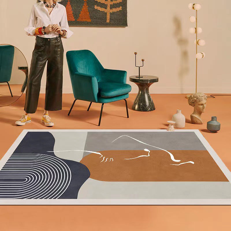 Tapis de blocage de couleur postmoderne Polyester Rapier intérieur Risque de zone lavable pour la décoration intérieure