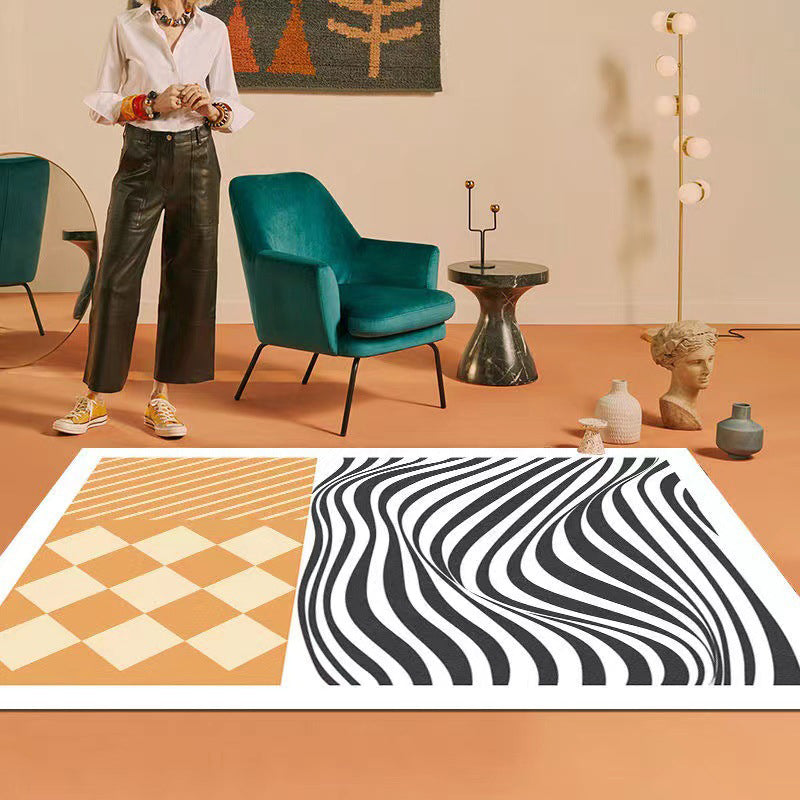 Tapis de blocage de couleur postmoderne Polyester Rapier intérieur Risque de zone lavable pour la décoration intérieure