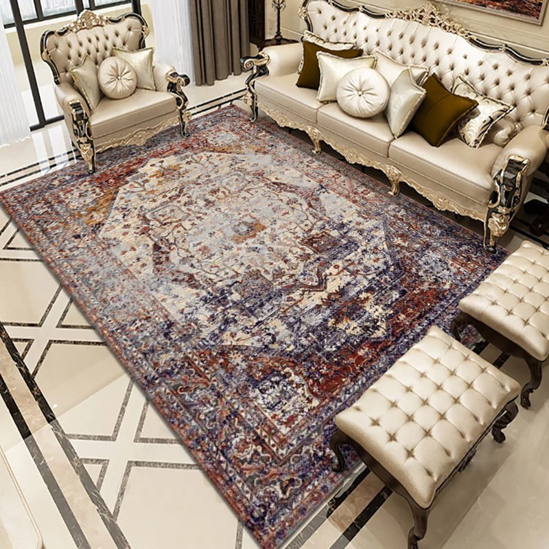 Donkere rood medaillon tapijt polyester modern tapijt wasbaar tapijt voor woonkamer