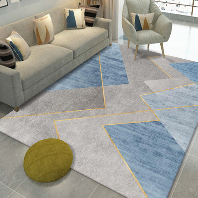 Dark Gray Pattern Carpet Polyester Modern Carpet Non-Slip Backing Carpet for Living Room