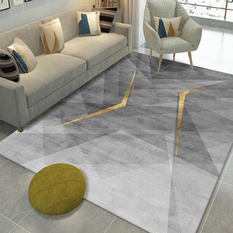Dark Gray Pattern Carpet Polyester Modern Carpet Non-Slip Backing Carpet for Living Room