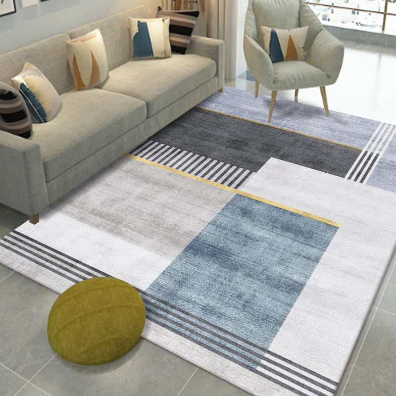 Dark Gray Pattern Carpet Polyester Modern Carpet Non-Slip Backing Carpet for Living Room