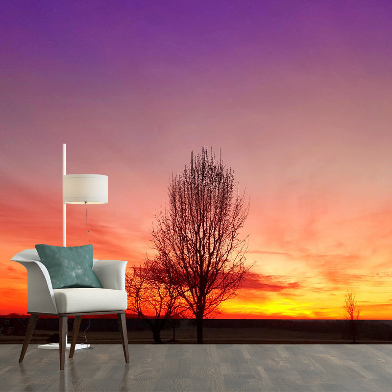 Contemporary Sky Wall Mural Mildew Resistant Wallpaper for Sitting Room