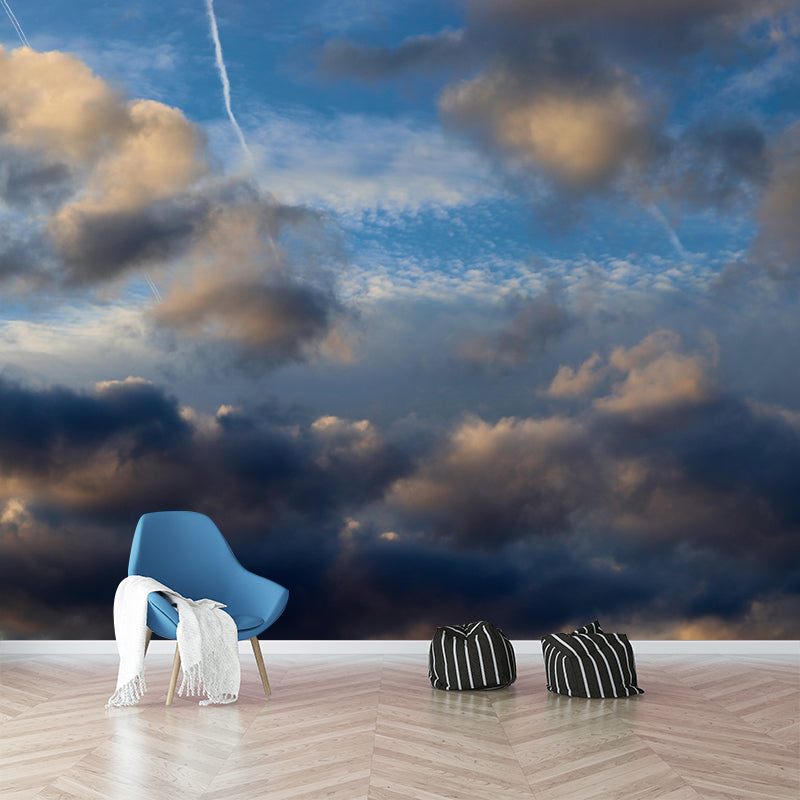 Sky Scene Wallpaper Contemporary Mural Mildew Resistant Wallpaper for Living Room