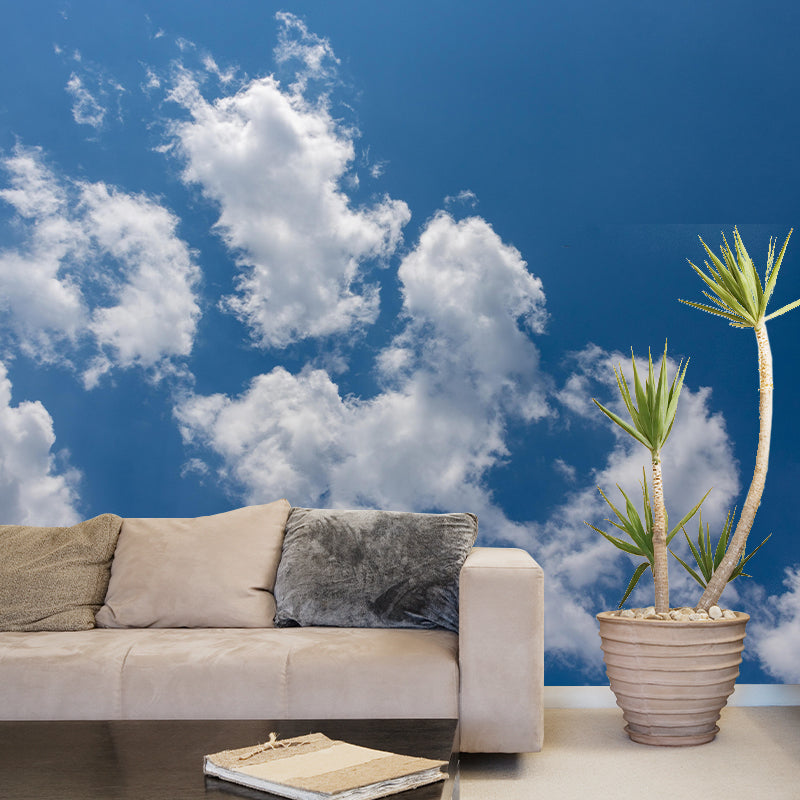Sky Wall Cloud Contemporary Mural Mildew Resistant Wallpaper for Living Room