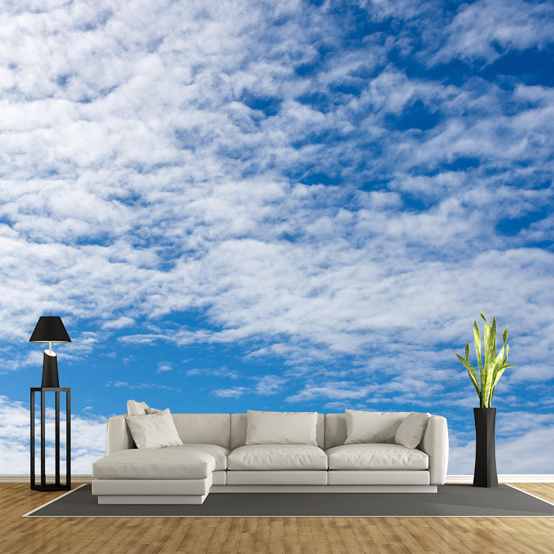 Sky Wall Cloud Contemporary Mural Mildew Resistant Wallpaper for Living Room