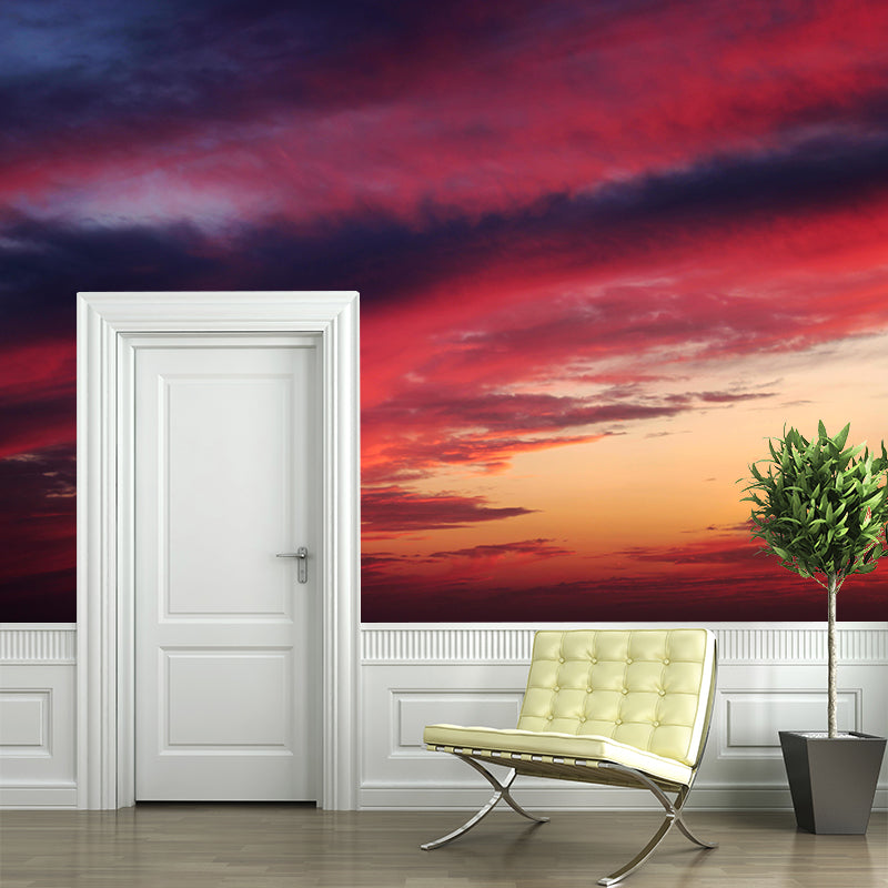 Sky Wall Cloud Contemporary Mural Mildew Resistant Wallpaper for Living Room